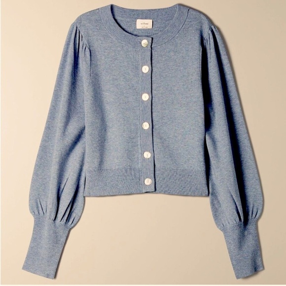 Wilfred Sweaters - NWT  ARITZIA WILFRED ALESSIA CARDIGAN SWEATER GRANITE BLUE SMALL